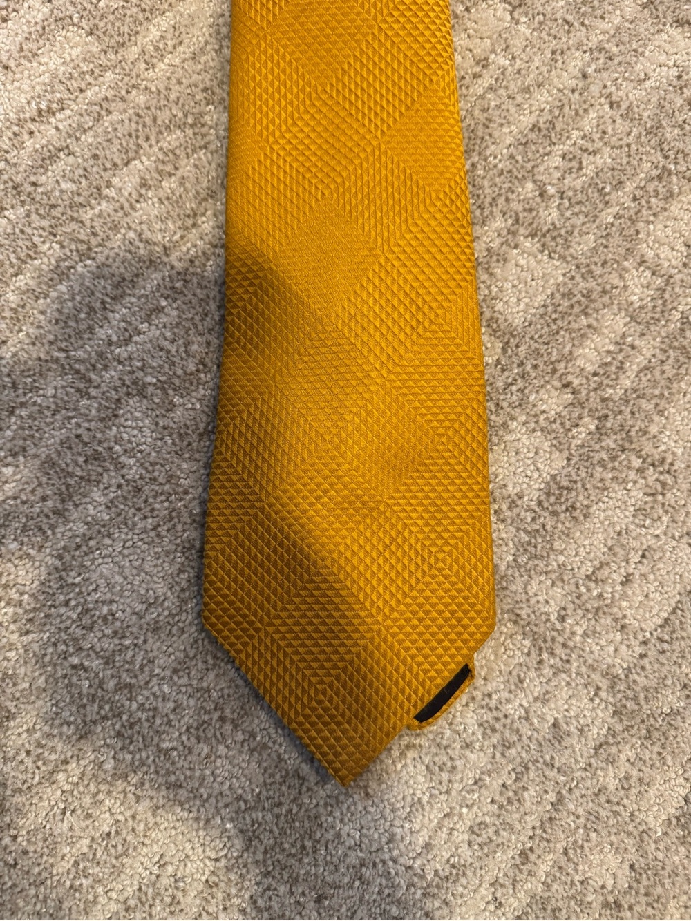 Vintage Men's Textured Gold Yellow Tie - Classic Business Style